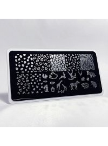 Aeropuffing, пластина для стемпинга Stamping Plate, A-34 (зоопарк)