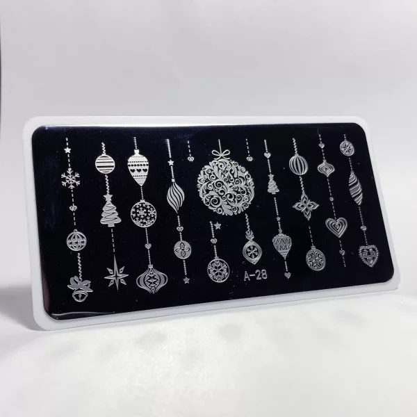 Aeropuffing, пластина для стемпинга Stamping Plate, A-28 (елочные шары)
