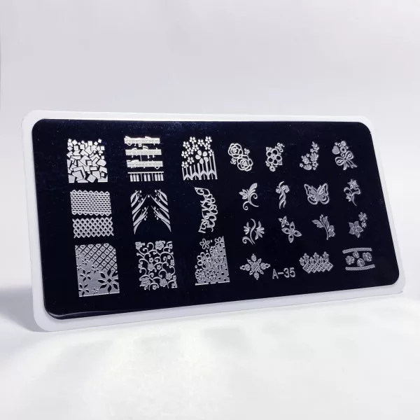 Aeropuffing, пластина для стемпинга Stamping Plate, A-35 (цветочный принт)