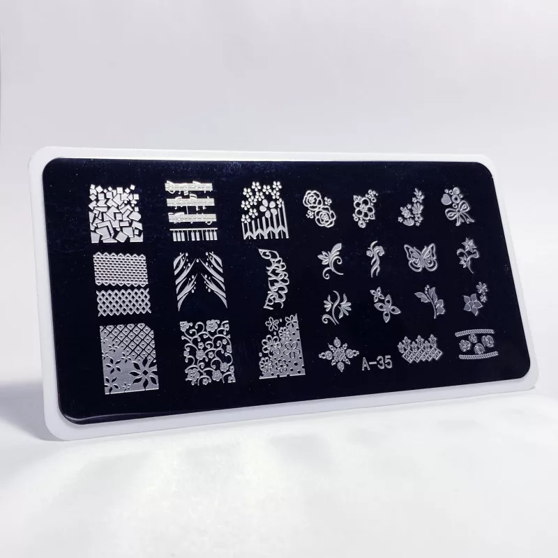Aeropuffing, пластина для стемпинга Stamping Plate, A-35 (цветочный принт)