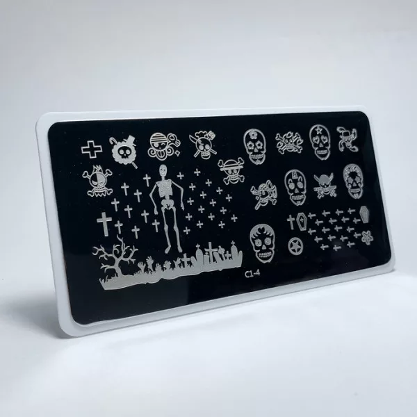 Aeropuffing, пластина для стемпинга Stamping Plate, С1-4 (черепа)