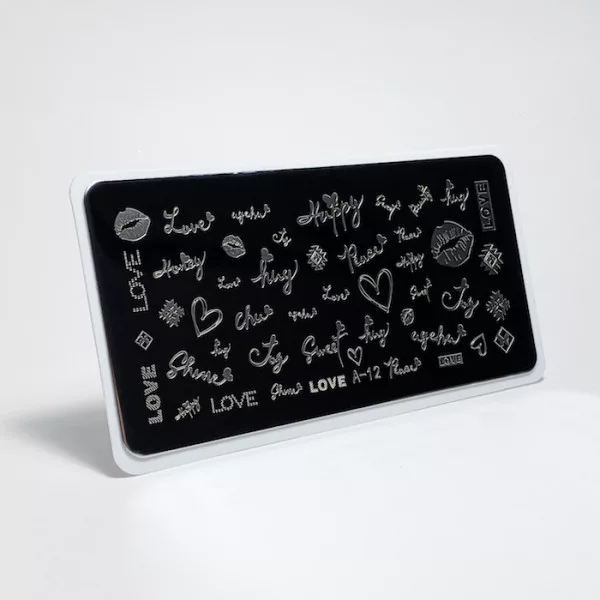 Aeropuffing, пластина для стемпинга Stamping Plate, A-12 (надписи)