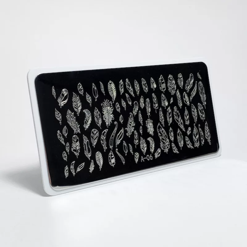 Aeropuffing, пластина для стемпинга Stamping Plate, A-06 (перья)