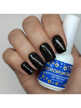 Aeropuffing, верхнее покрытие с золотой поталью Gold Gilding No Cleanse LED Top Coat, 8 мл.