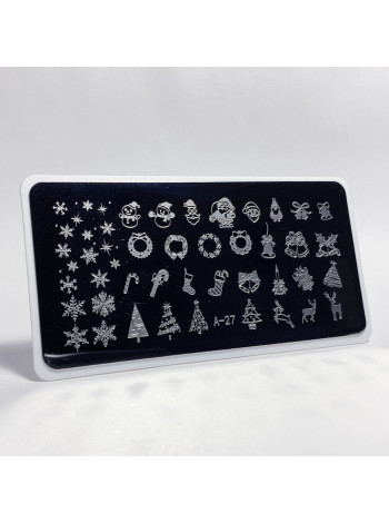 Aeropuffing, пластина для стемпинга Stamping Plate, A-27 (новогодняя)