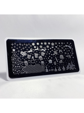 Aeropuffing, пластина для стемпинга Stamping Plate, A-29 (рождественская)