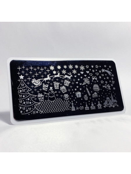 Aeropuffing, пластина для стемпинга Stamping Plate, A-29 (рождественская)