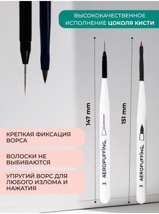 Aeropuffing, набор кистей для дизайна №1 (вензельная) + №3 (лепесток)