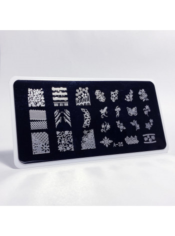 Aeropuffing, пластина для стемпинга Stamping Plate, A-35 (цветочный принт)