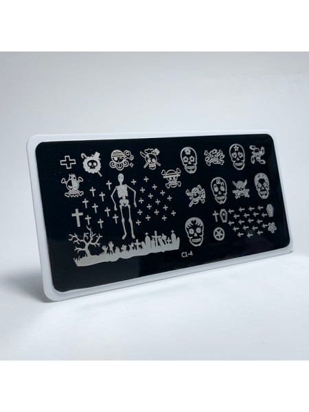 Aeropuffing, пластина для стемпинга Stamping Plate, С1-4 (черепа)