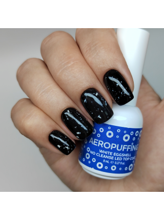 Aeropuffing, верхнее покрытие с белыми вкраплениями White Eggshell No Cleanse LED Top Coat, 8 мл.