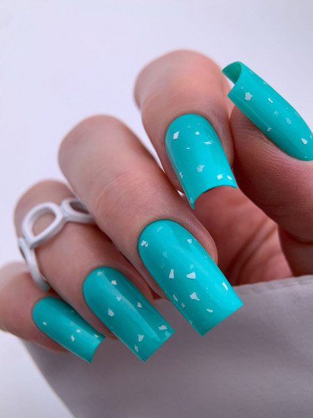 Aeropuffing, верхнее покрытие с белыми вкраплениями White Eggshell No Cleanse LED Top Coat, 8 мл.