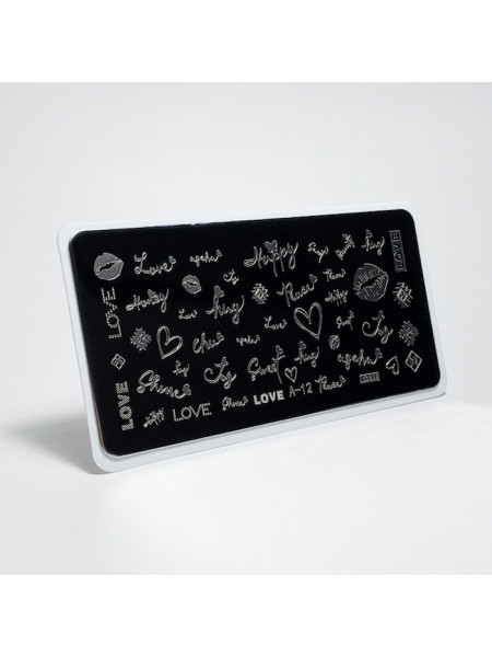 Aeropuffing, пластина для стемпинга Stamping Plate, A-12 (надписи)