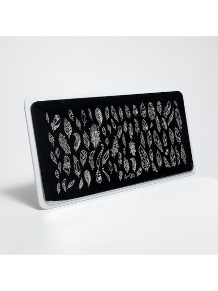 Aeropuffing, пластина для стемпинга Stamping Plate, A-06 (перья)
