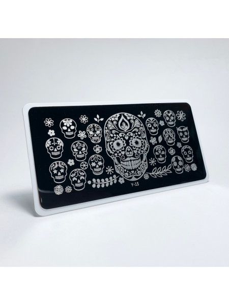 Aeropuffing, пластина для стемпинга Stamping Plate, Y-15 (тату череп)